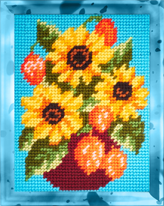 DIY Needlepoint Kit "Sunflowers in a vase" 5.9"x7.9"