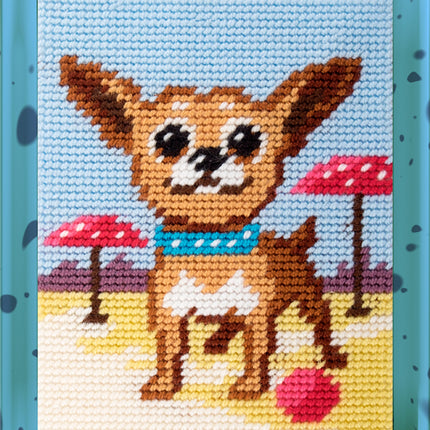 DIY Needlepoint Kit "Dog on the beach" 5.9"x7.9"