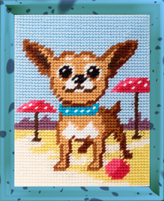 DIY Needlepoint Kit "Dog on the beach" 5.9"x7.9"