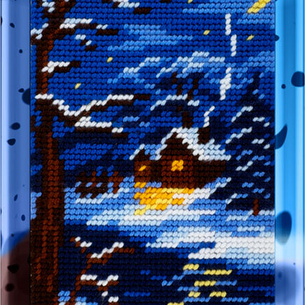 DIY Needlepoint Kit "Winter night" 5.9"x9.8" / 15x25 cm