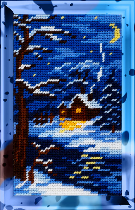 DIY Needlepoint Kit "Winter night" 5.9"x9.8" / 15x25 cm
