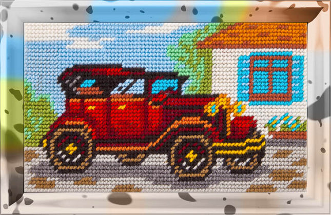 DIY Needlepoint Kit "Car" 5.9"x9.8" / 15x25 cm