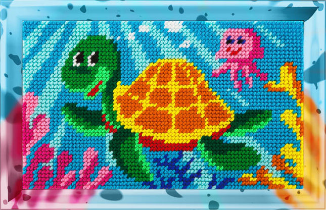 DIY Needlepoint Kit "Turtle" 5.9"x9.8" / 15x25 cm