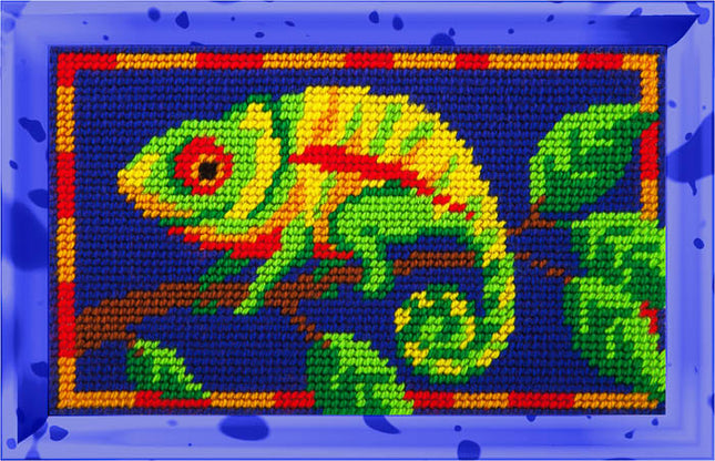 DIY Needlepoint Kit "Chameleon" 5.9"x9.8" / 15x25 cm