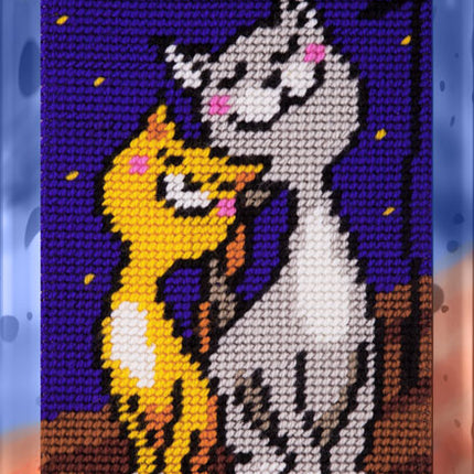 DIY Needlepoint Kit "Cats in love" 5.9"x9.8" / 15x25 cm