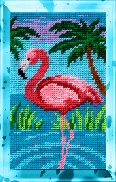 DIY Needlepoint Kit "Flamingo" 5.9"x9.8" / 15x25 cm