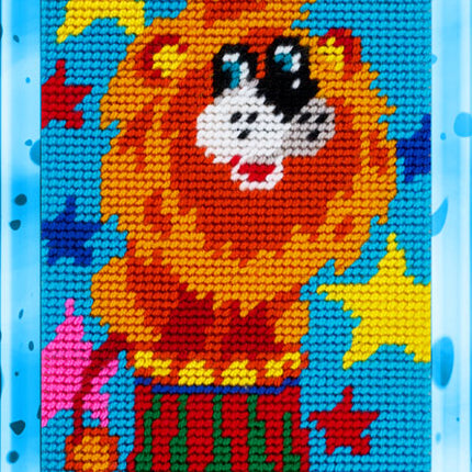 DIY Needlepoint Kit "A lion in a circus" 5.9"x9.8" / 15x25 cm