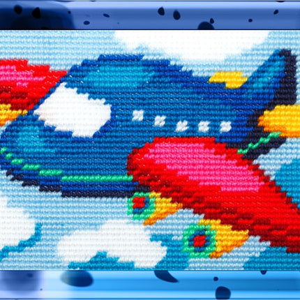 DIY Needlepoint Kit "The plane" 5.9"x9.8" / 15x25 cm