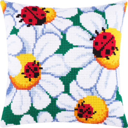 Cross Stitch Pillow Kit "Ladybugs"