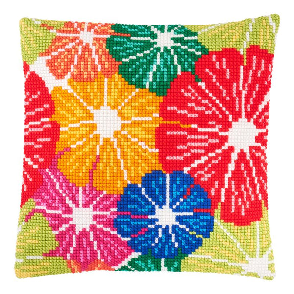 Cross Stitch Pillow Kit "Rainbow of Flowers"