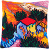 Cross Stitch Pillow Kit "Landscape with a House and an Employee"