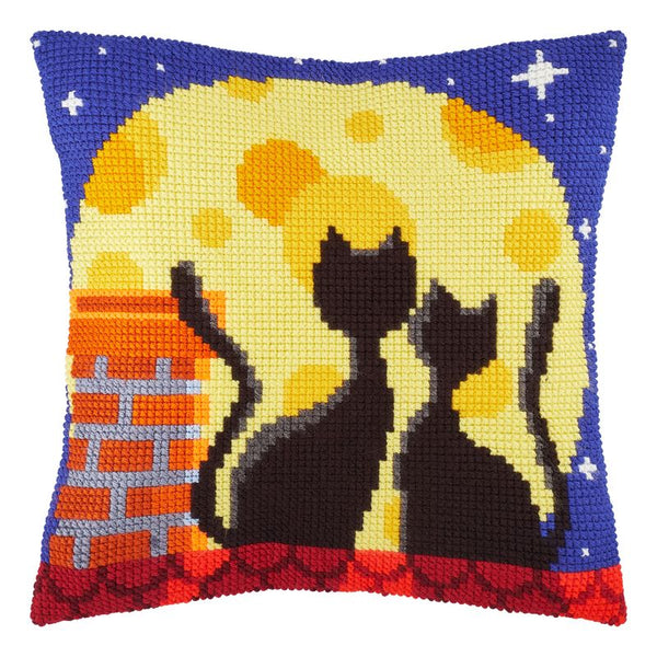 Cross Stitch Pillow Kit "Cats on the Roof"