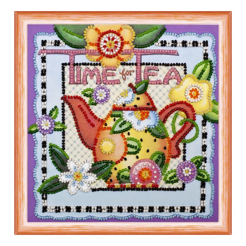 DIY Bead Embroidery Kit "Teatime"  5.9"x5.9" / 15.0x15.0 cm