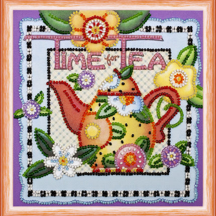 DIY Bead Embroidery Kit "Teatime"  5.9"x5.9" / 15.0x15.0 cm