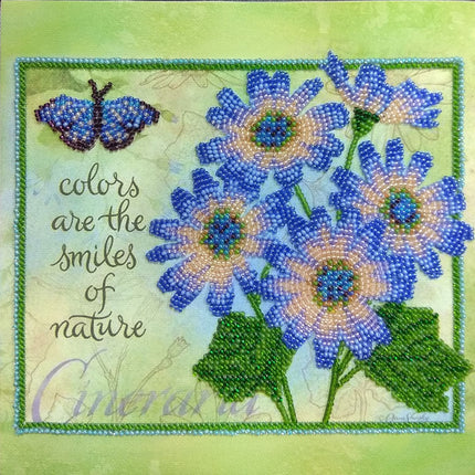 Canvas for bead embroidery "Cineraria" 7.9"x7.9" / 20.0x20.0 cm