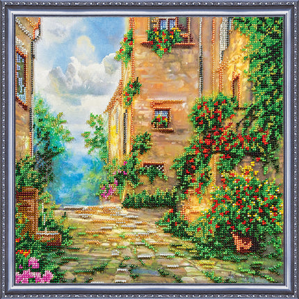 DIY Bead Embroidery Kit "Flower street" 12.6"x12.6" / 32.0x32.0 cm