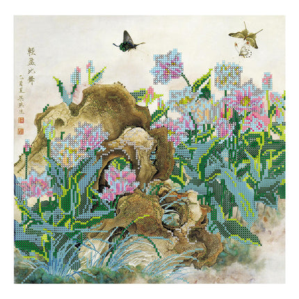 Canvas for bead embroidery "Chinese Тulips" 11.8"x11.8" / 30.0x30.0 cm