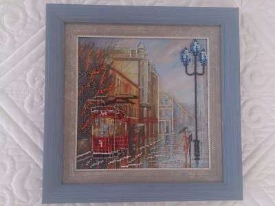Canvas for bead embroidery "Rainy Evening" 7.9"x7.9" / 20.0x20.0 cm