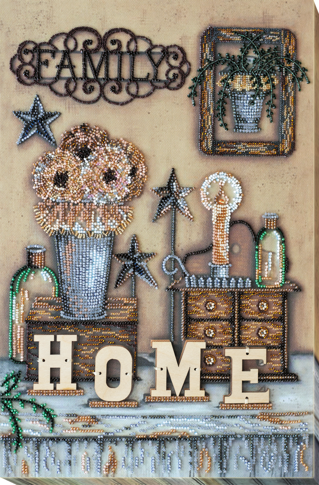 DIY Bead Embroidery Kit "Family  relations" 10.2"x15.4" / 26.0x39.0 cm