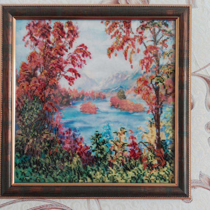 Canvas for bead embroidery "Autumn Tale" 11.8"x11.8" / 30.0x30.0 cm