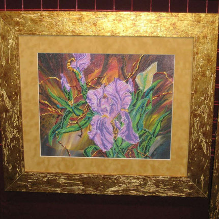 DIY Bead Embroidery Kit "Bordeaux pearl" 14.6"x11.8" / 37.0x30.0 cm
