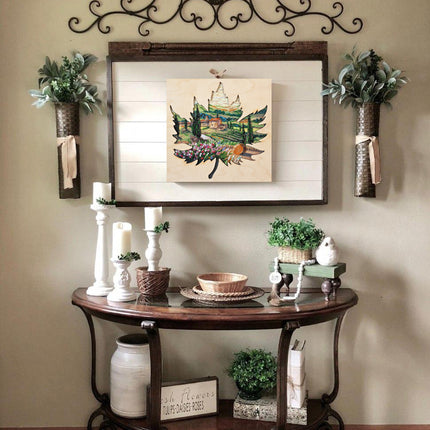 DIY Bead Embroidery Kit with decorative wooden frame "The sun of Toscana" 11.7"x11.7" / 29.7x29.7 cm