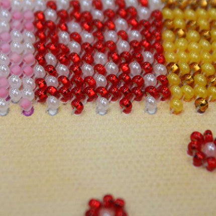 DIY Bead Embroidery Kit "Bears and basket"  5.9"x5.9" / 15.0x15.0 cm
