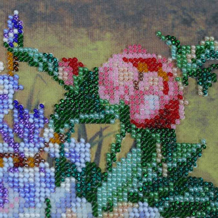 DIY Bead Embroidery Kit "Fancy peonies" 10.2"x12.6" / 26.0x32.0 cm