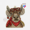 DIY Cross stitch kit on wood "Cow" 3.9x4.5 in / 10.0x11.5 cm