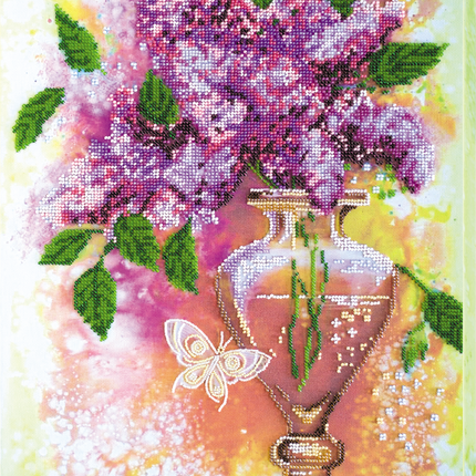 DIY Bead Embroidery Kit "Lilac still life" 11.8"x16.5" / 30.0x42.0 cm