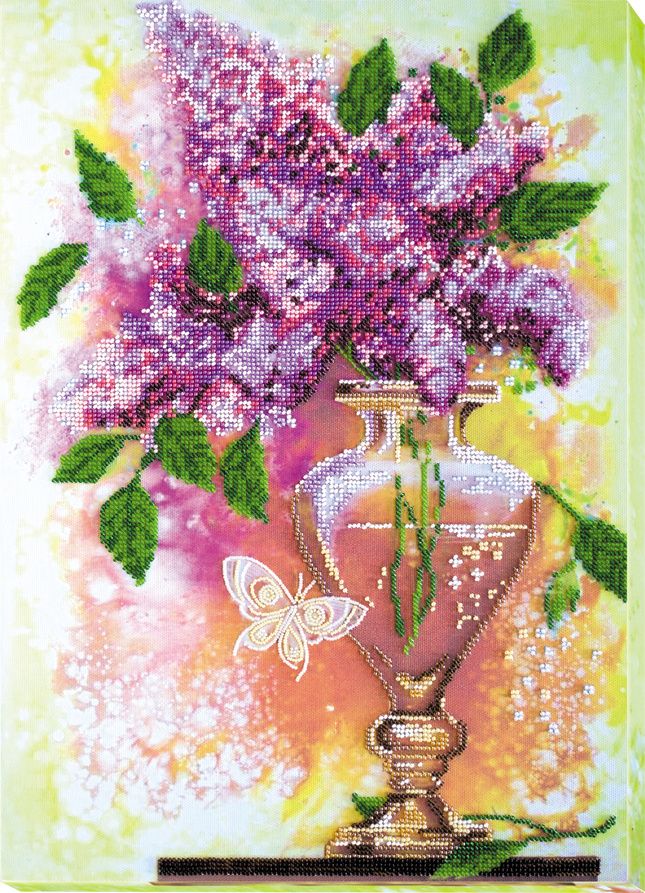 DIY Bead Embroidery Kit "Lilac still life" 11.8"x16.5" / 30.0x42.0 cm