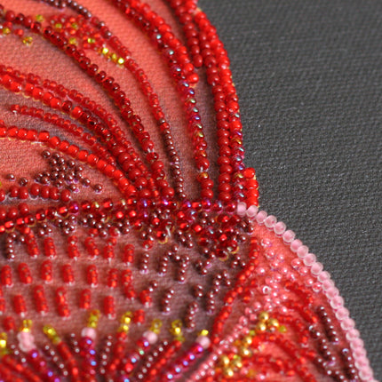 DIY Bead Embroidery Kit "Red gold" 10.6"x15.4" / 27.0x39.0 cm