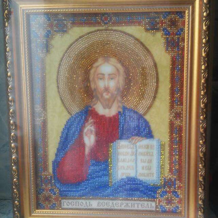 DIY Bead Embroidery Kit "Home iconostasis «The Lord God Almighty»" 7.5"x9.8" / 19.0x25.0 cm