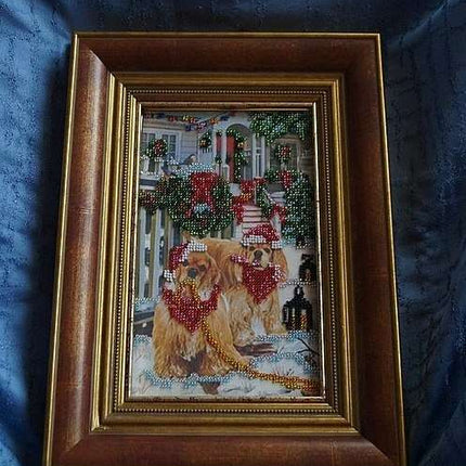 DIY Bead Embroidery Kit "Christmas Morning" 6.3"x9.8" / 16.0x25.0 cm