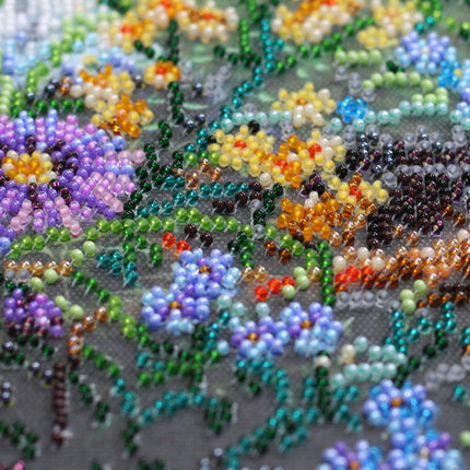 DIY Bead Embroidery Kit "In grass" 13.4"x9.8" / 34.0x25.0 cm