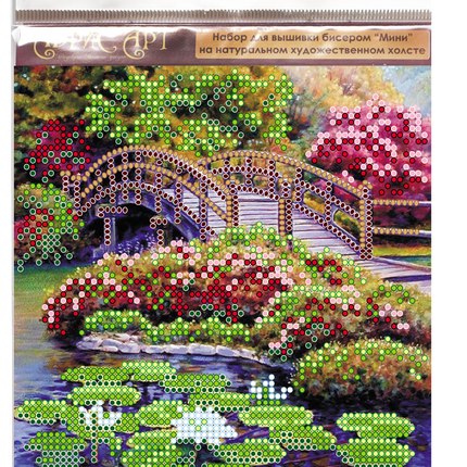 DIY Bead Embroidery Kit "Flowers in the pond"  5.9"x5.9" / 15.0x15.0 cm