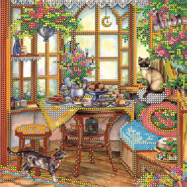 Canvas for bead embroidery "In the Sun Room" 7.9"x7.9" / 20.0x20.0 cm