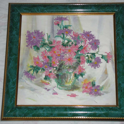 Canvas for bead embroidery "Chrysanthemums" 7.9"x7.9" / 20.0x20.0 cm