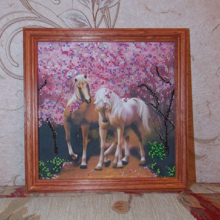Canvas for bead embroidery "Horses In Love" 7.9"x7.9" / 20.0x20.0 cm