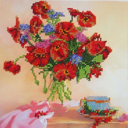 Canvas for bead embroidery "Morning Tea" 7.9"x7.9" / 20.0x20.0 cm