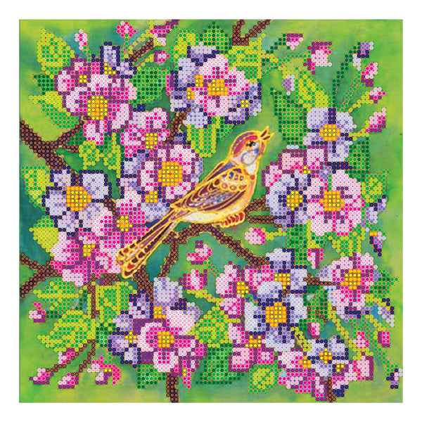 Canvas for bead embroidery "Nightingale" 7.9"x7.9" / 20.0x20.0 cm