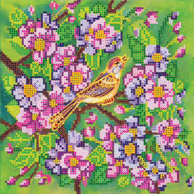 Canvas for bead embroidery "Nightingale" 7.9"x7.9" / 20.0x20.0 cm