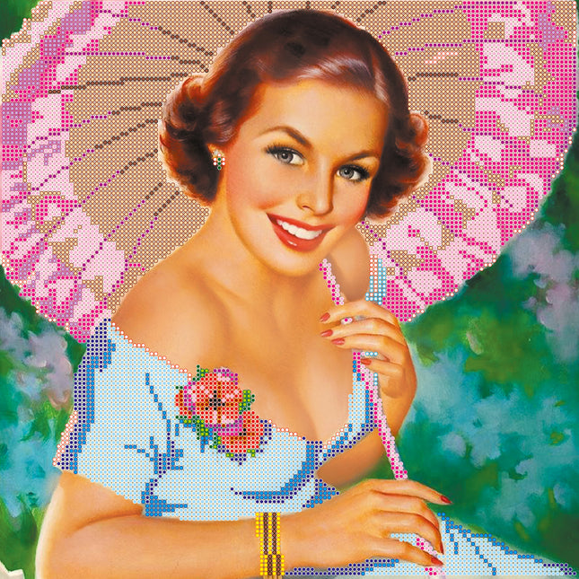 Canvas for bead embroidery "Hollywood smale" 11.8"x11.8" / 30.0x30.0 cm