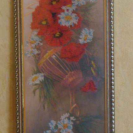 DIY Bead Embroidery Kit "Wild flowers" 6.7"x17.7" / 17.0x45.0 cm