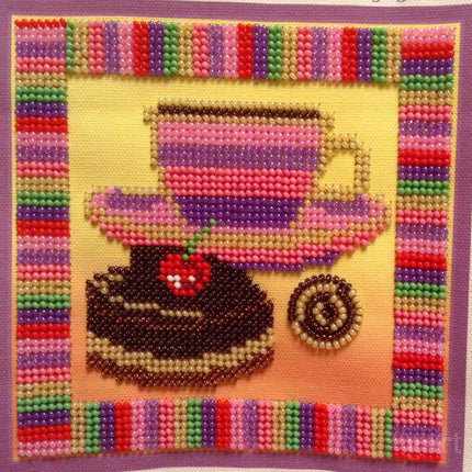 DIY Bead Embroidery Kit "Chocolate" 5.5"x5.5" / 14.0x14.0 cm