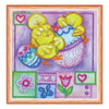 DIY Bead Embroidery Kit "Funny chickens"  5.9"x5.9" / 15.0x15.0 cm