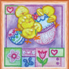 DIY Bead Embroidery Kit "Funny chickens"  5.9"x5.9" / 15.0x15.0 cm