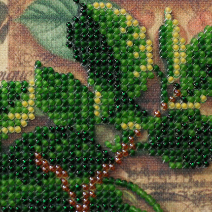 DIY Bead Embroidery Kit "Cherry twig"  5.9"x5.9" / 15.0x15.0 cm
