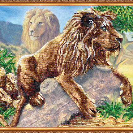 DIY Bead Embroidery Kit "King of beasts" 15.7"x12.6" / 40.0x32.0 cm
