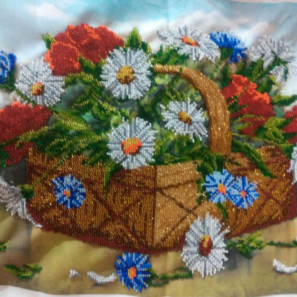 DIY Bead Embroidery Kit "Basket of summer" 16.1"x12.6" / 41.0x32.0 cm